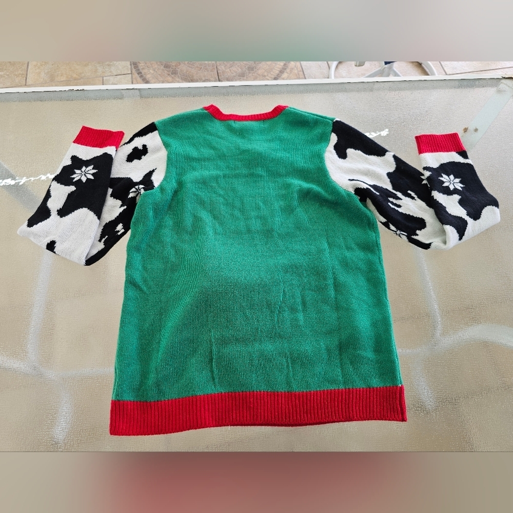 Jolly Sweaters Cow Christmas Ugly Sweater Large Festive Holiday Knit Retro Fun - Picture 12 of 12